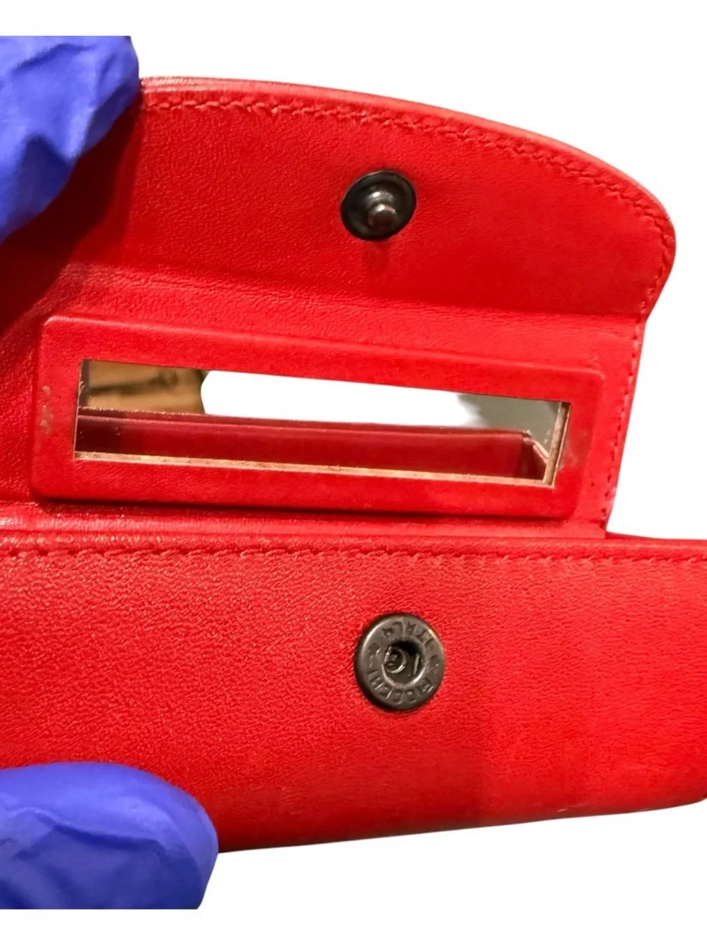 Vtg Coach Red Leather Lipstick Case w/ Mirror - Made in Italy - EUC